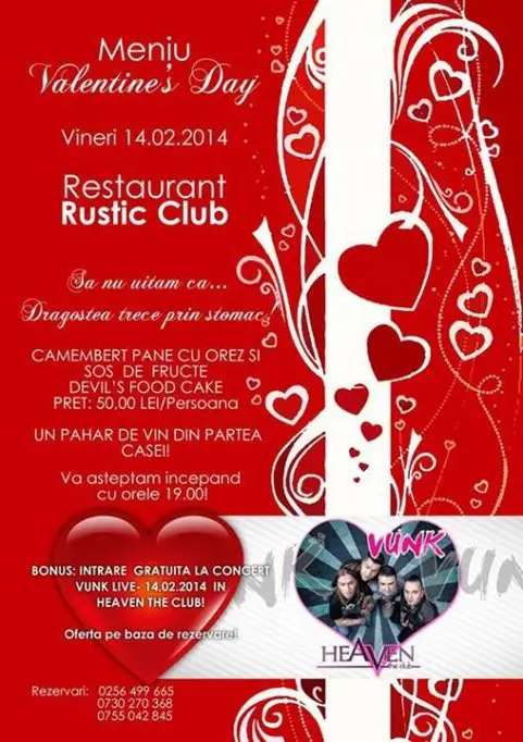 Valentine's Day la Restaurant Rustic